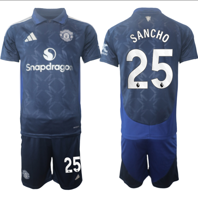 Men 2024-2025 Club Manchester United away blue #25 Soccer Jersey->manchester united jersey->Soccer Club Jersey
